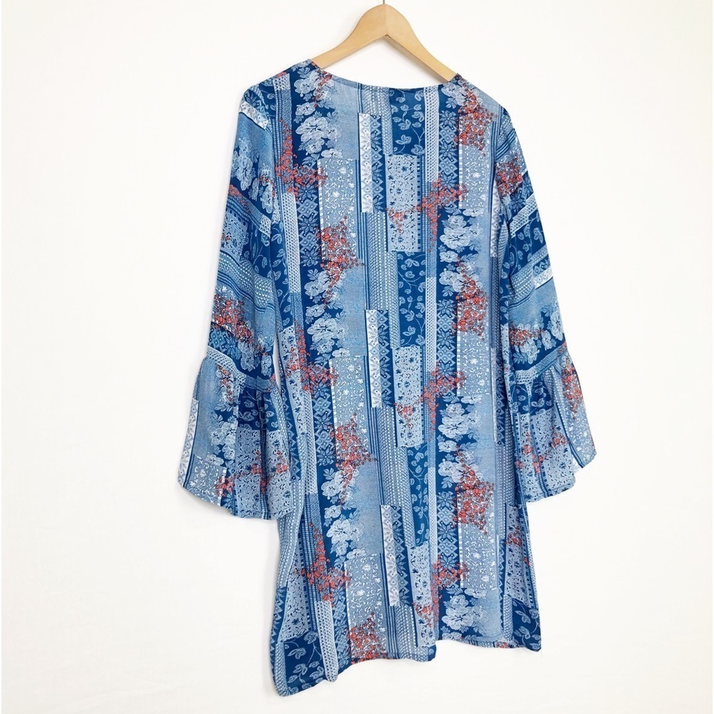 Tolani Blue floral, silk, BoHo mini dress - Picture 8 of 10